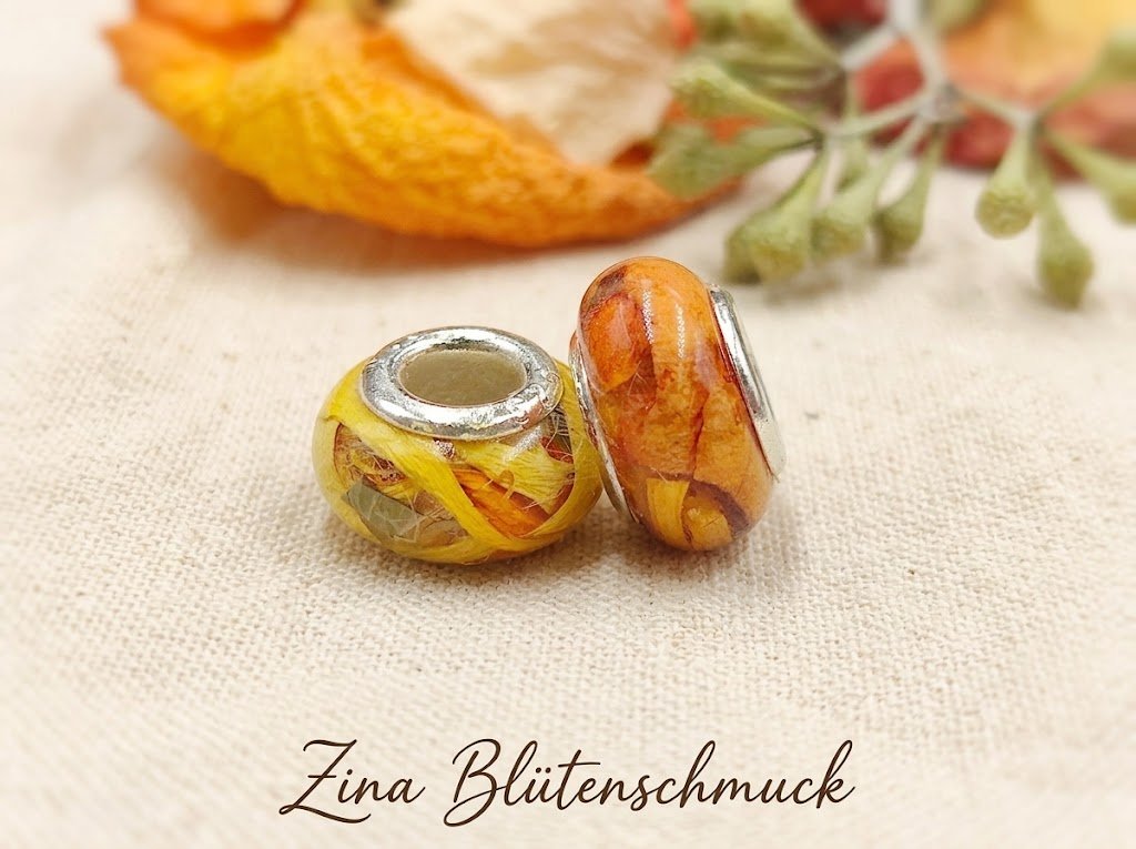 2er Set Perle 12 mm gefüllt mit Blüten von deiner Hochzeit