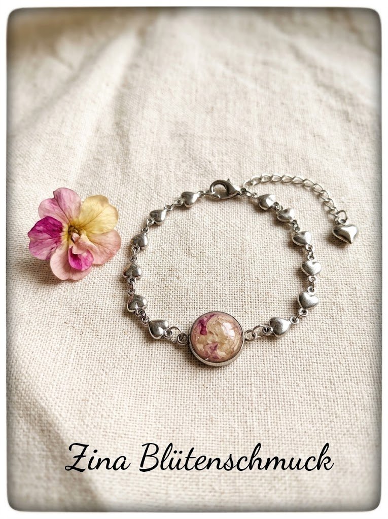 Armband Emma Edelstahl  mit den Blüten deines Brautstraußes